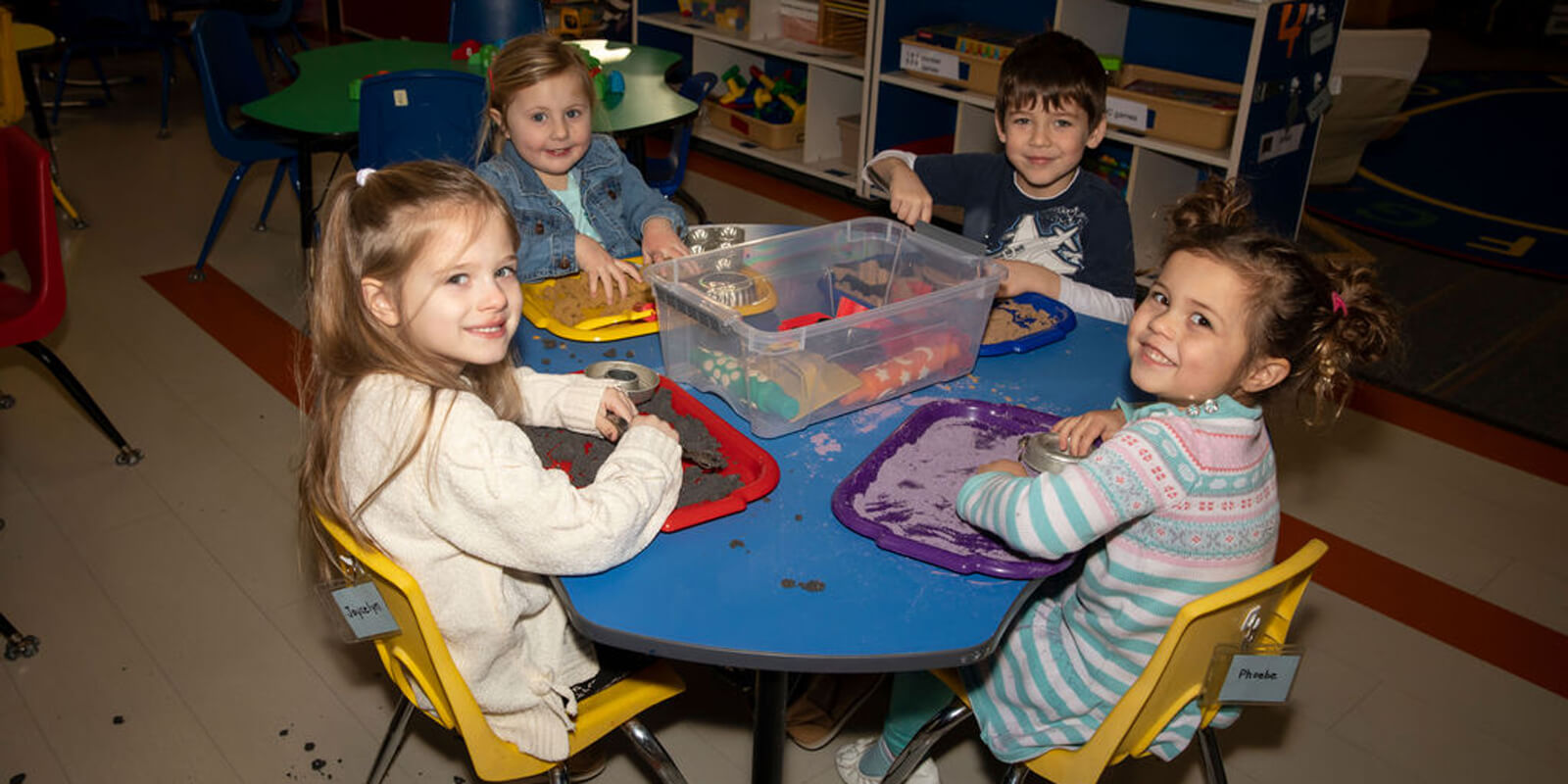 Smiling children during art time